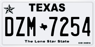 TX license plate DZM7254