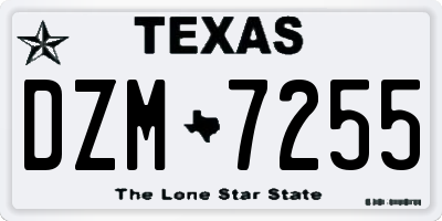 TX license plate DZM7255
