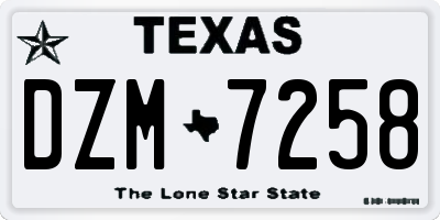 TX license plate DZM7258