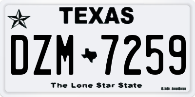TX license plate DZM7259