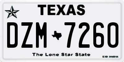 TX license plate DZM7260