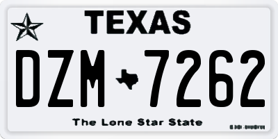 TX license plate DZM7262