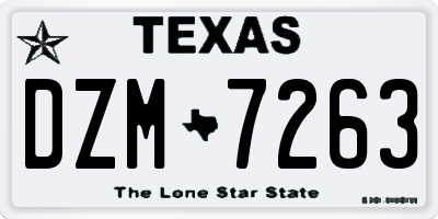 TX license plate DZM7263