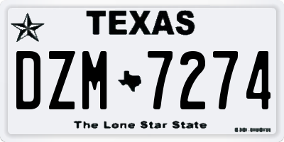 TX license plate DZM7274