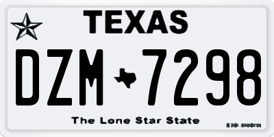 TX license plate DZM7298