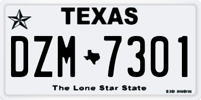 TX license plate DZM7301
