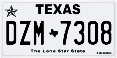 TX license plate DZM7308