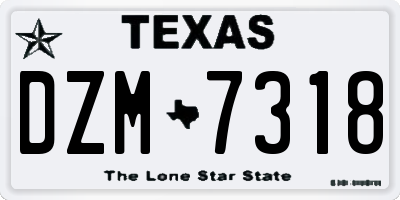 TX license plate DZM7318