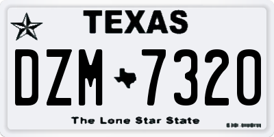 TX license plate DZM7320
