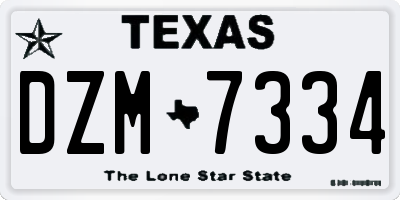 TX license plate DZM7334
