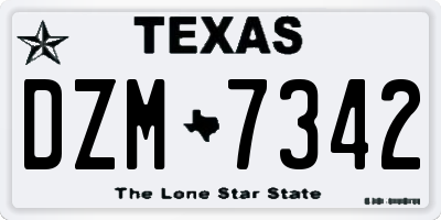 TX license plate DZM7342