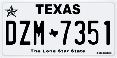 TX license plate DZM7351