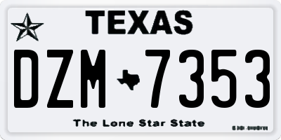 TX license plate DZM7353