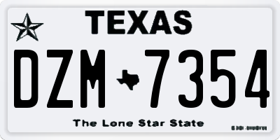TX license plate DZM7354