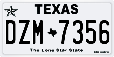 TX license plate DZM7356
