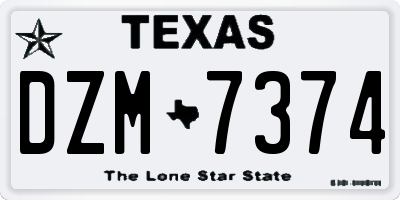 TX license plate DZM7374