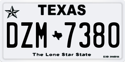 TX license plate DZM7380