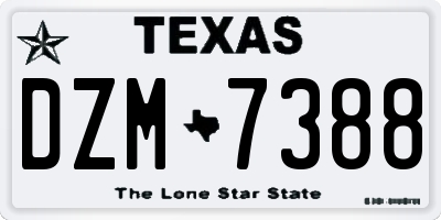 TX license plate DZM7388
