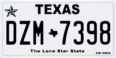 TX license plate DZM7398