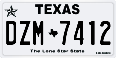 TX license plate DZM7412