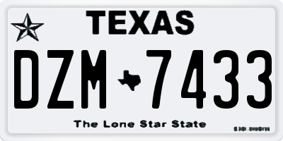 TX license plate DZM7433