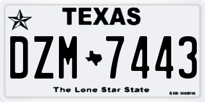 TX license plate DZM7443