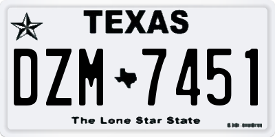 TX license plate DZM7451