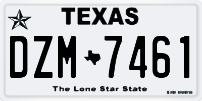TX license plate DZM7461