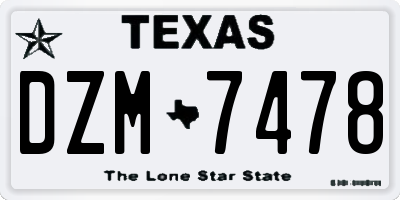 TX license plate DZM7478