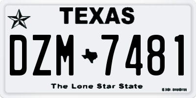 TX license plate DZM7481