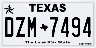TX license plate DZM7494