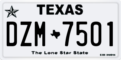 TX license plate DZM7501