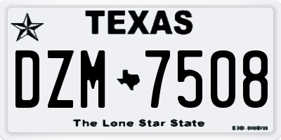 TX license plate DZM7508