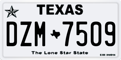 TX license plate DZM7509