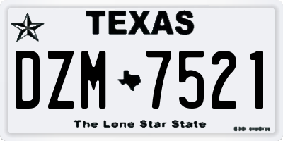 TX license plate DZM7521