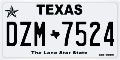 TX license plate DZM7524