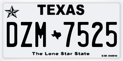 TX license plate DZM7525
