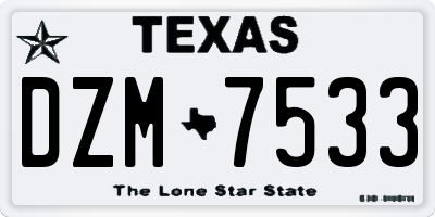 TX license plate DZM7533