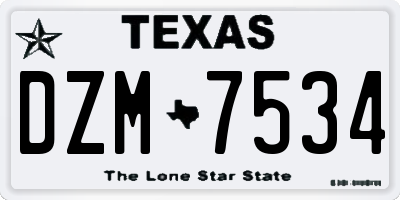 TX license plate DZM7534