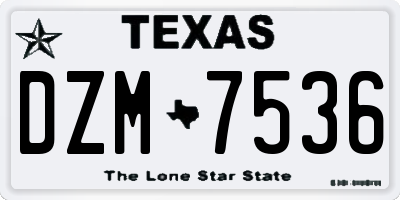TX license plate DZM7536