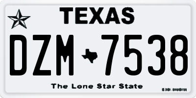 TX license plate DZM7538
