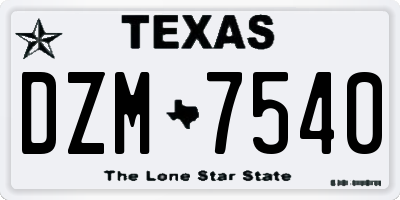 TX license plate DZM7540