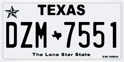 TX license plate DZM7551