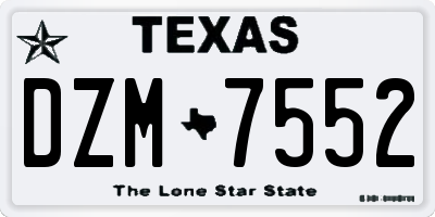 TX license plate DZM7552