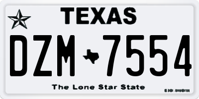 TX license plate DZM7554