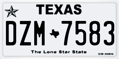 TX license plate DZM7583