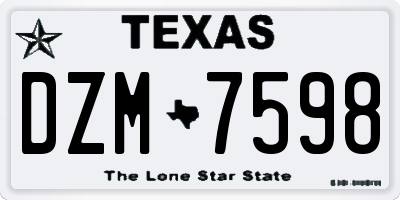 TX license plate DZM7598
