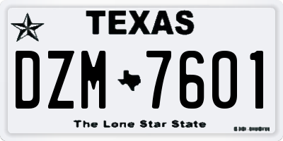 TX license plate DZM7601