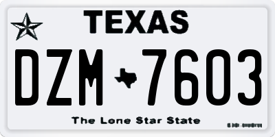 TX license plate DZM7603