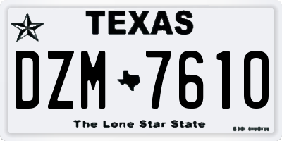 TX license plate DZM7610